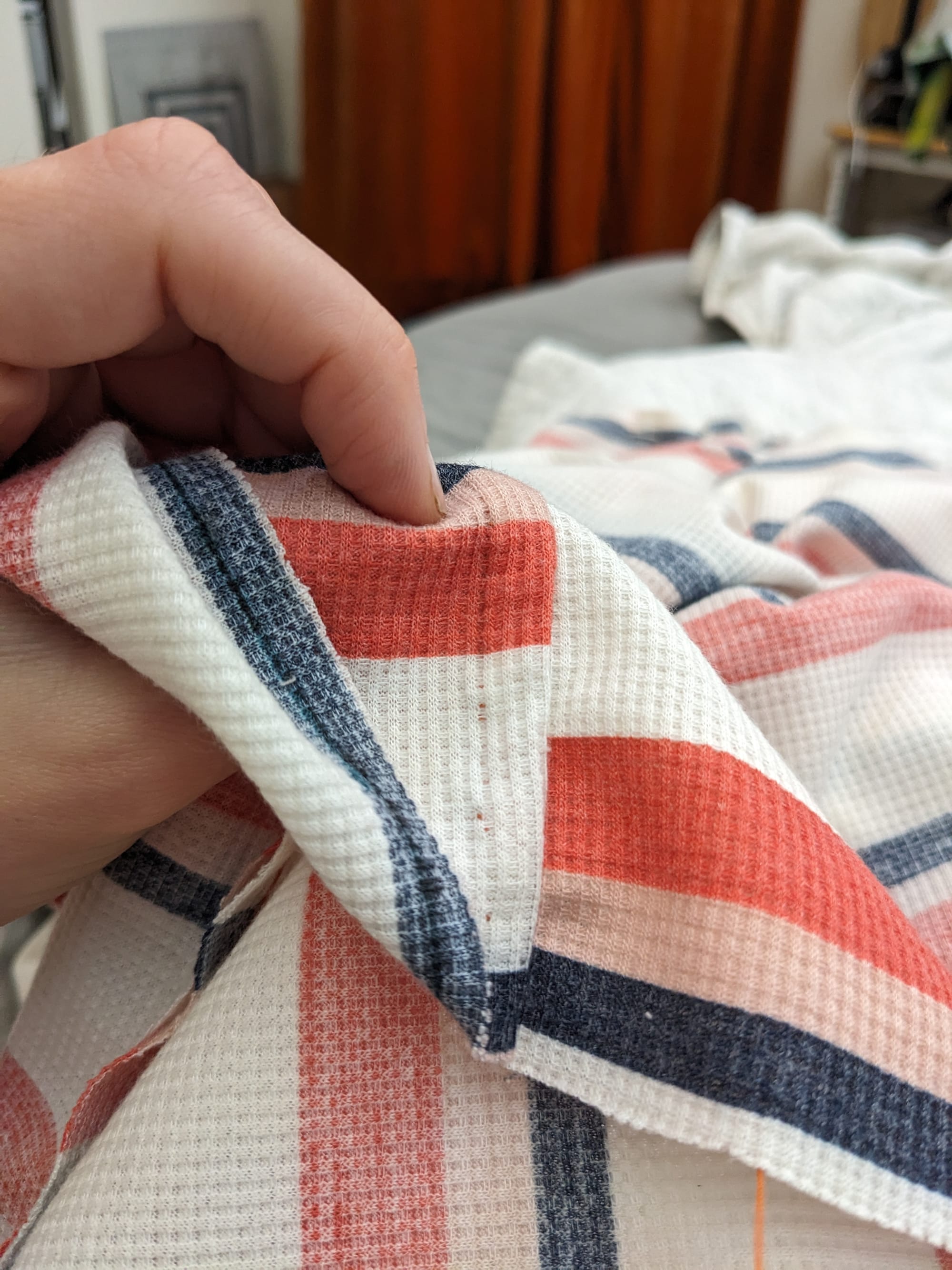 outside of the seam with almost no visible thread