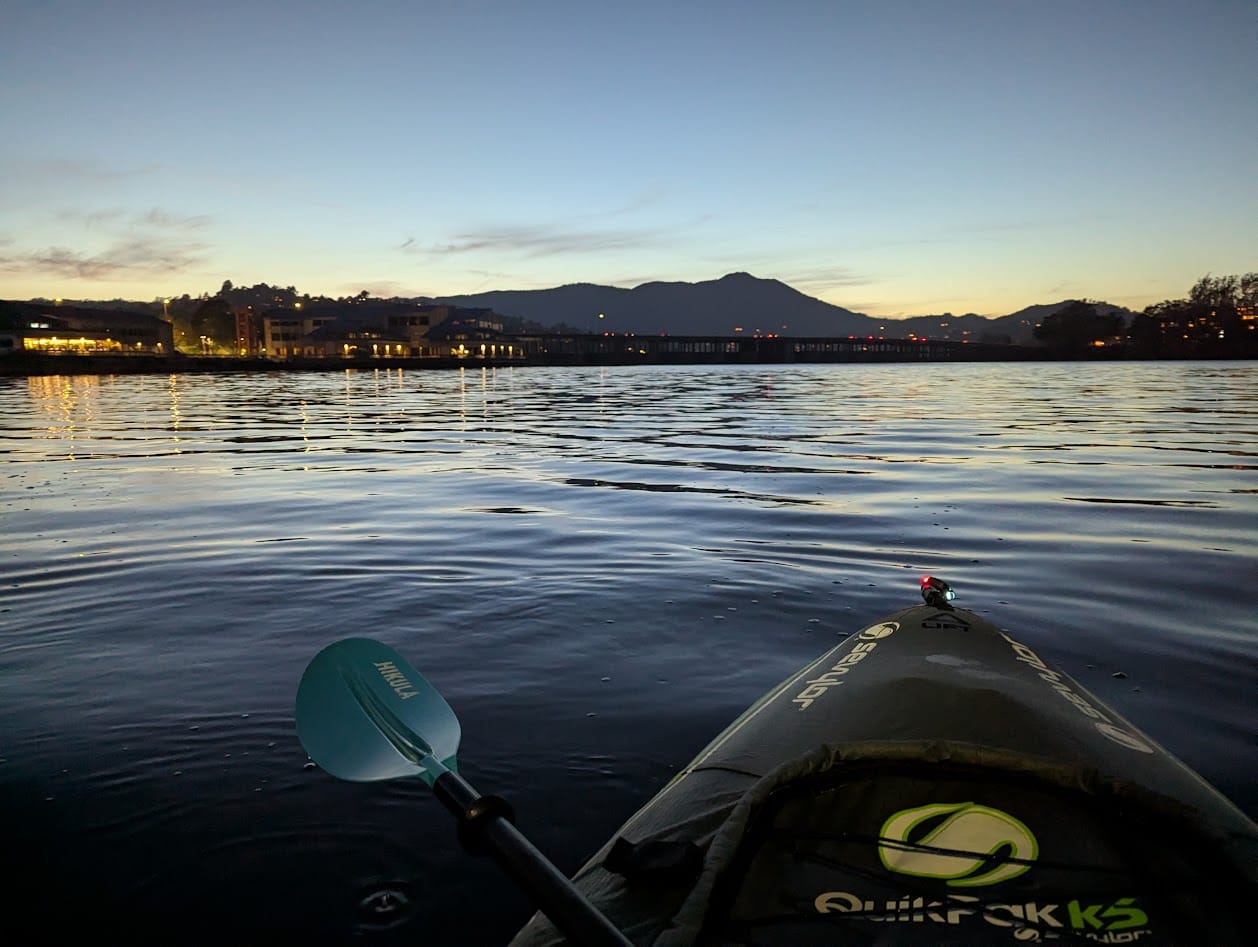 my boat with mt tamalpais in the background, at sunset