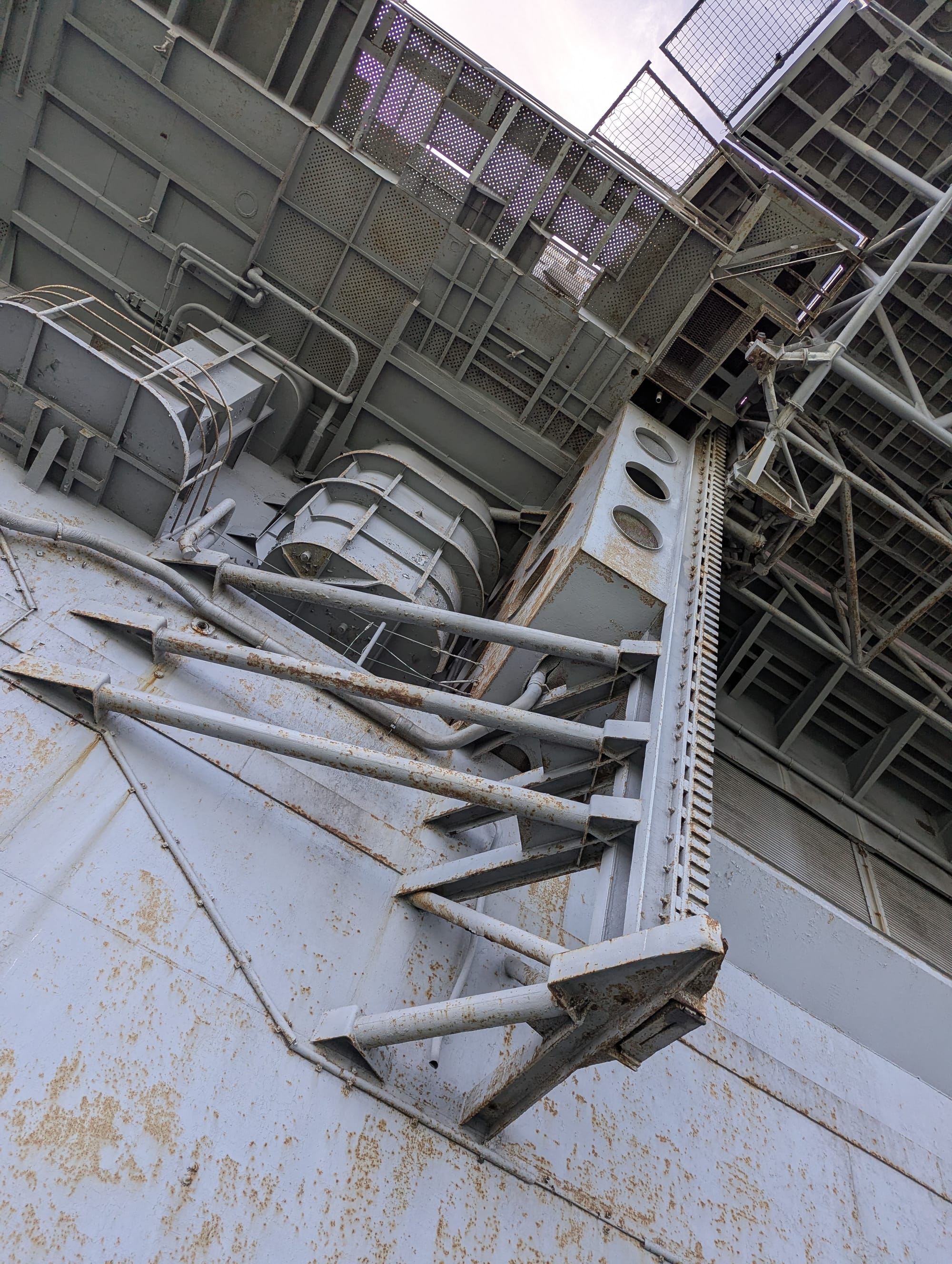 underside of the deck with a bunch of interesting structures and equipment