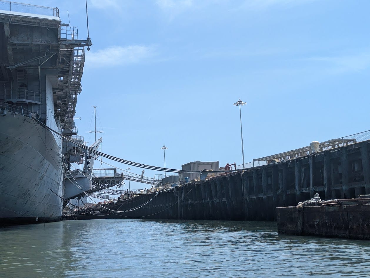 huge chains holding the boat to the dock