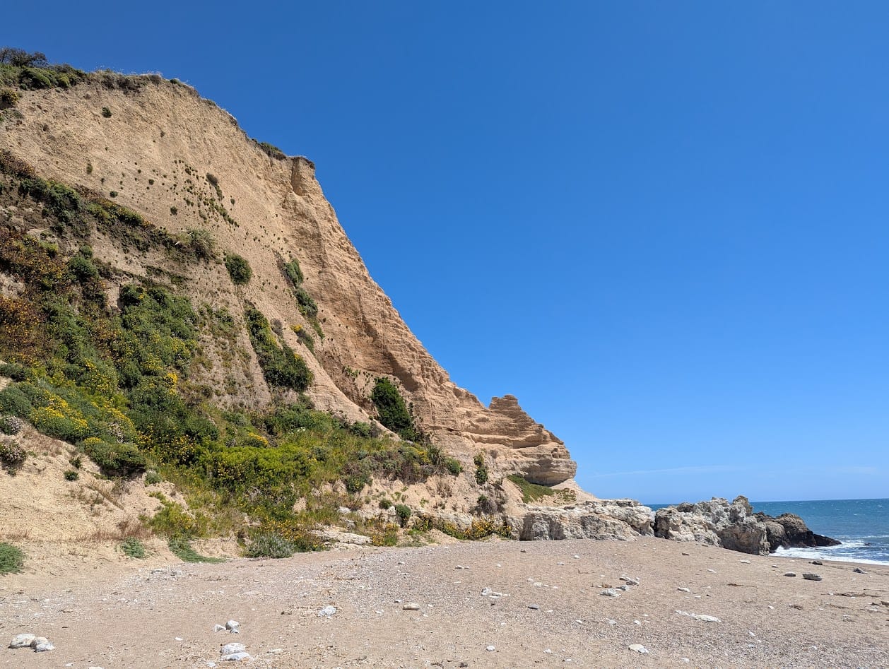 steep sandstone cliff on the beach