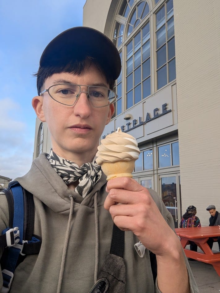 me with a soft serve cone