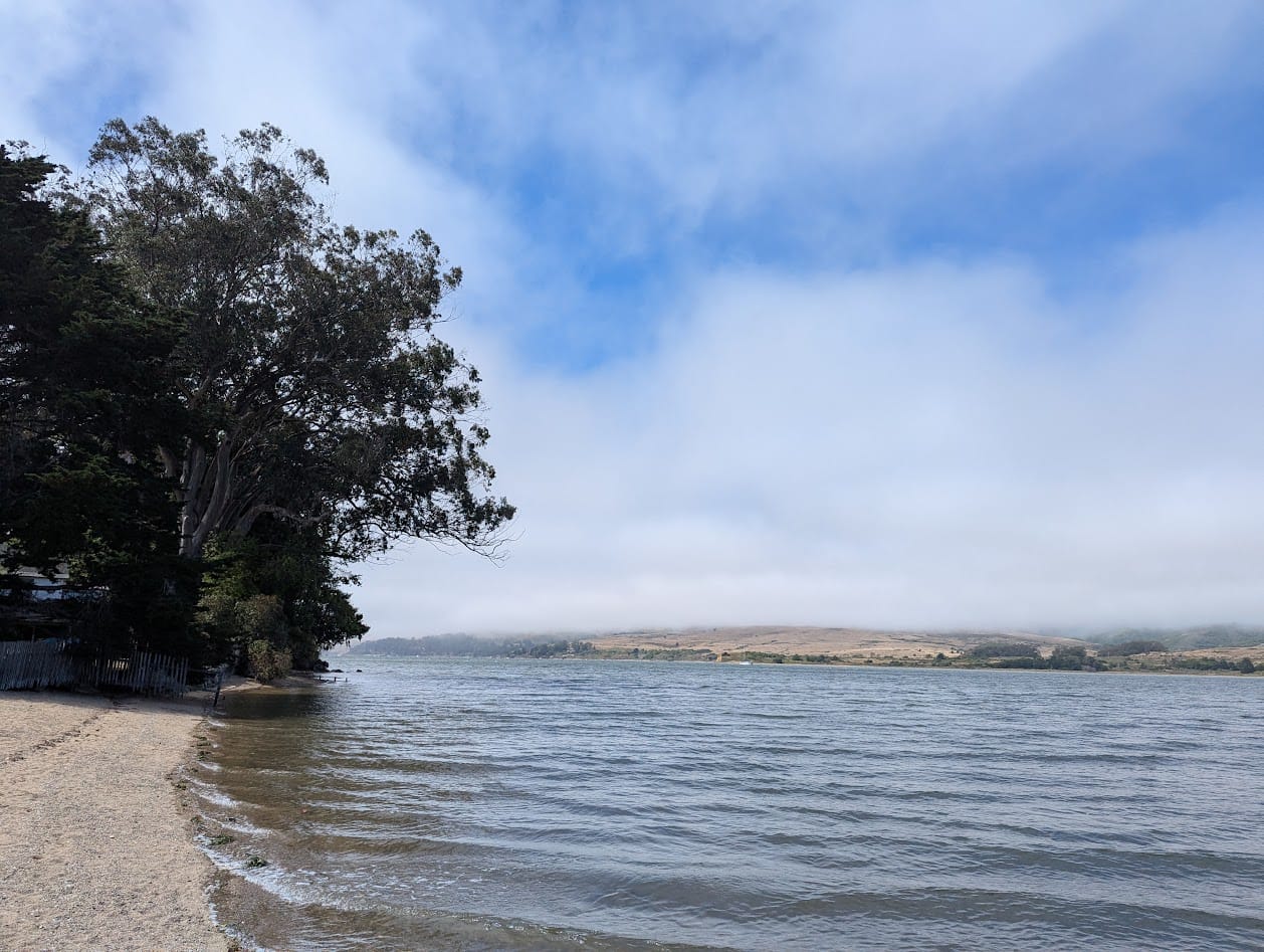 beach with fog accumulating overhead