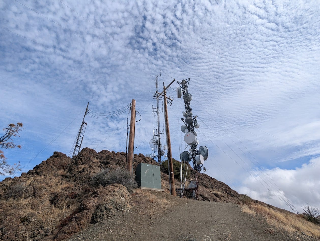 the top of north peak, with radio towers